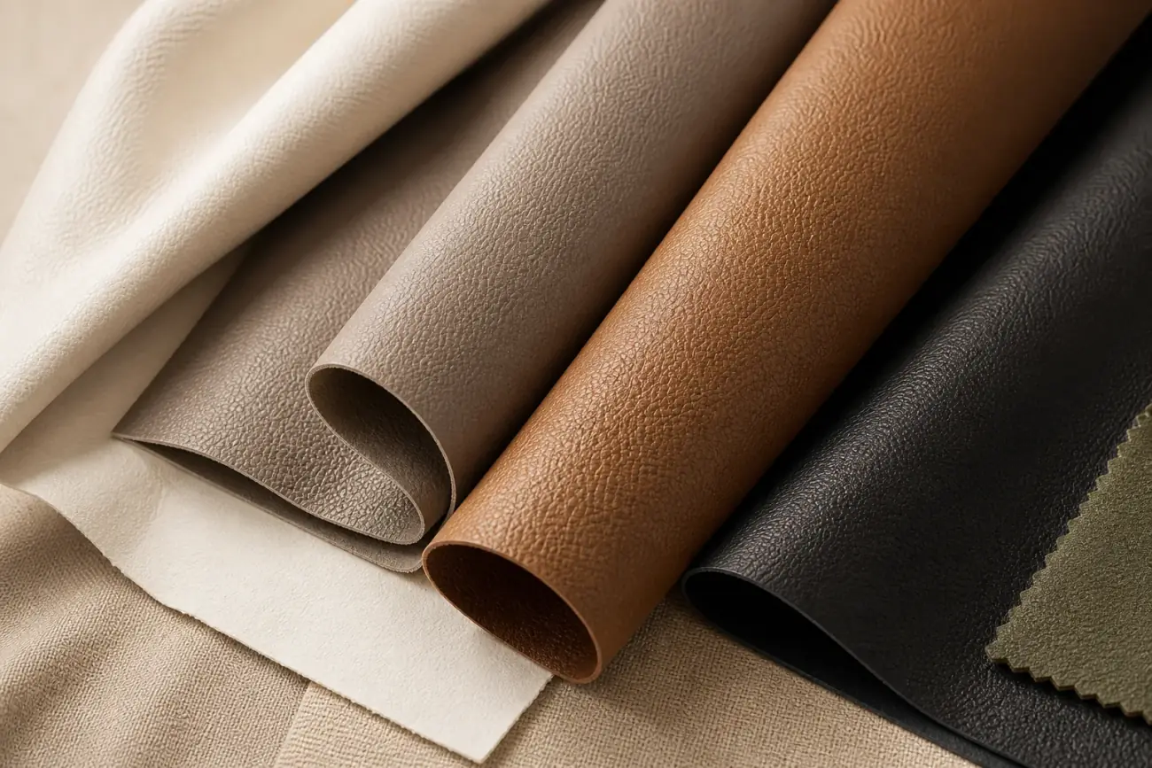 Soft eco-friendly fashion cow and sheep leather material rolls in neutral colors