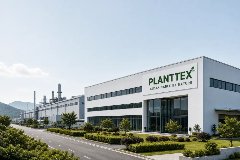 Modern PLANTTEX manufacturing campus with landscaped grounds