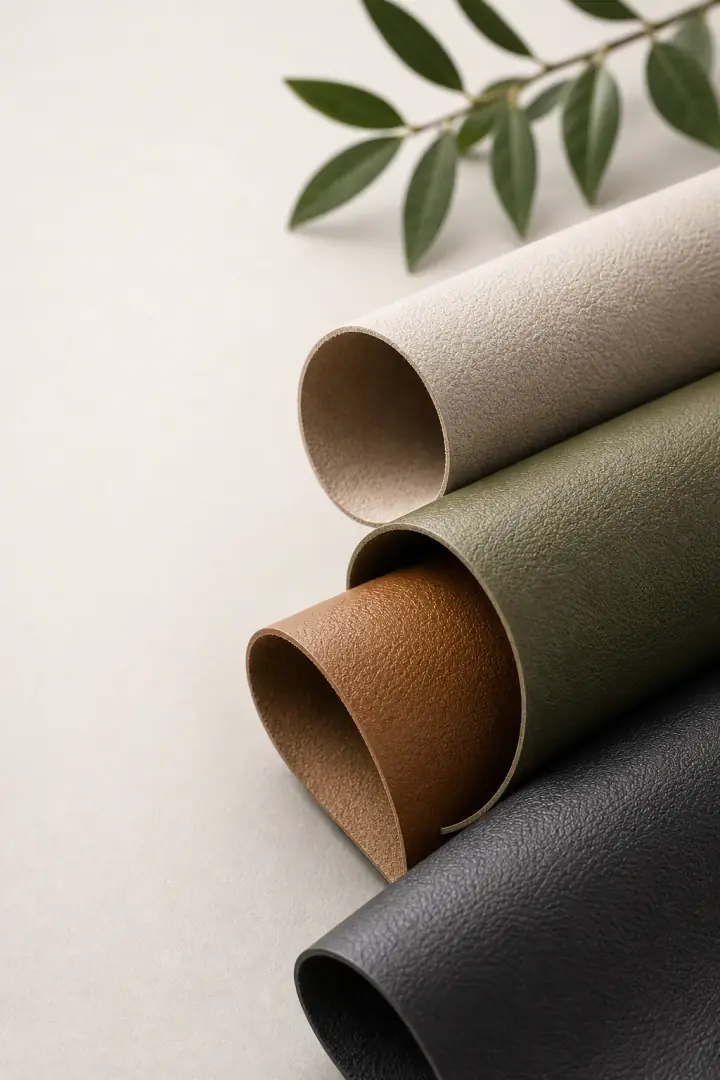 Rolled plant-based and leather material sheets